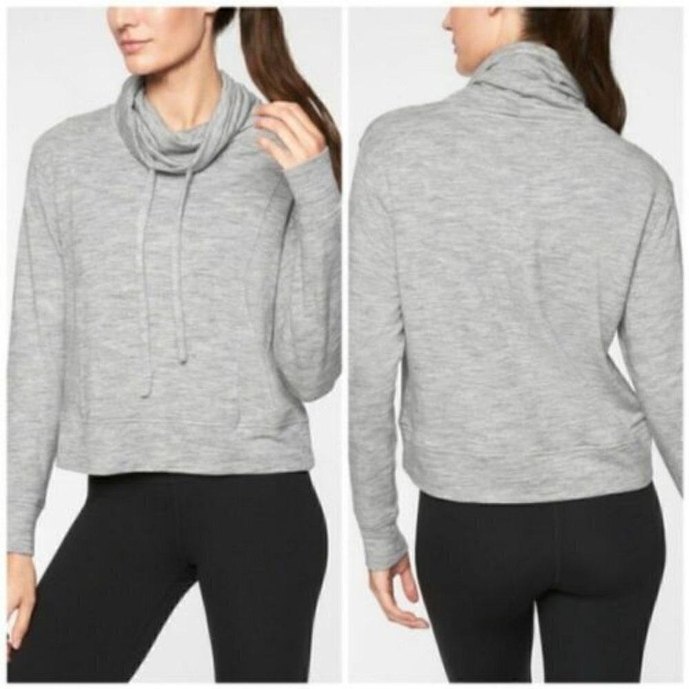 Athleta knit grey coaster lux cowl neck sweater size S